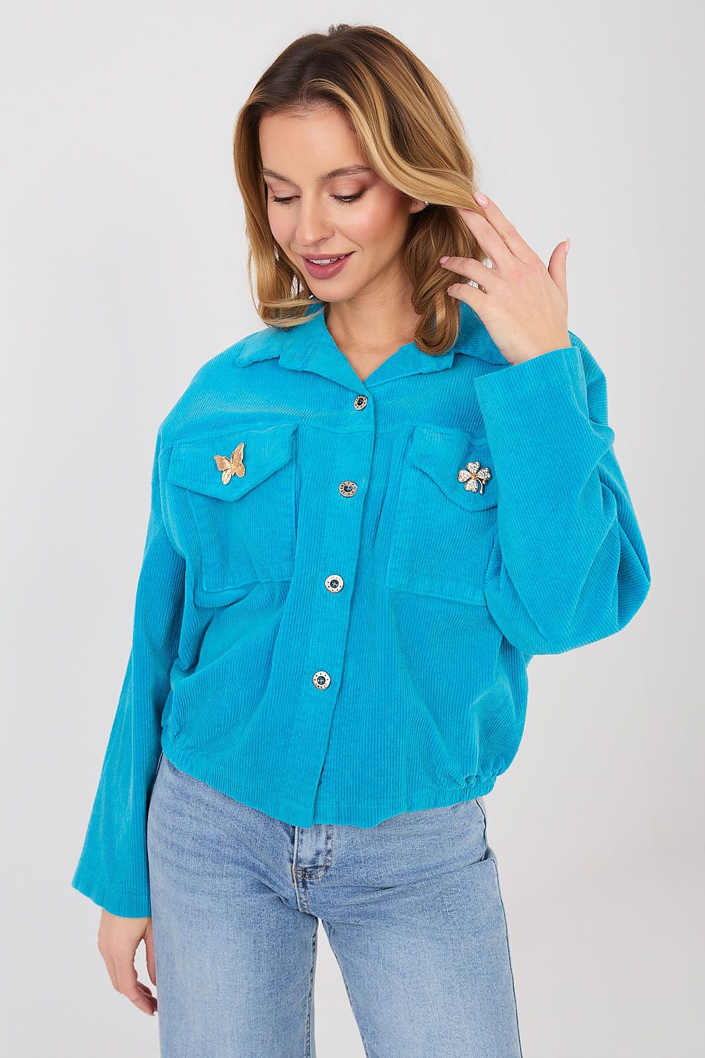 corduroy bomber jacket cropped front view-2 