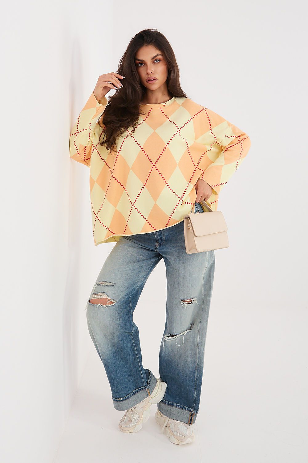geometric oversized blouse relaxed fit front view