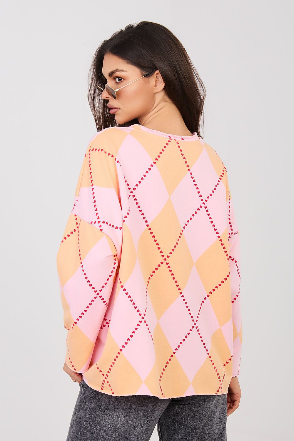 oversized top with geometric print statement look