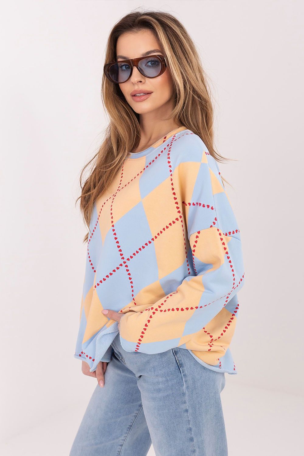 long sleeve blouse casual chic styling-blue side-view