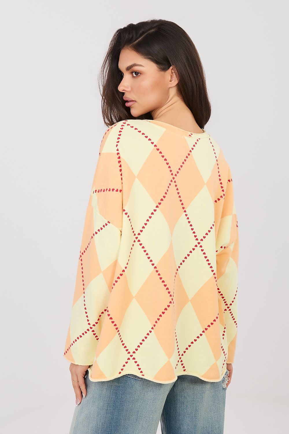 geometric oversized blouse relaxed fit front view rear view