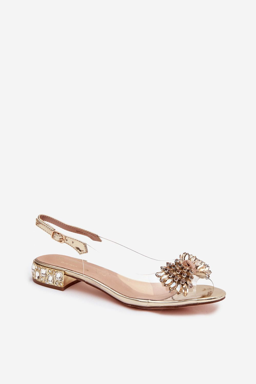  Pink evening sandals crystal heel soft glamour
