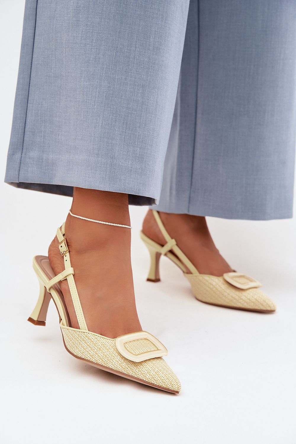 Yellow pointed toe heel sandals statement summer style