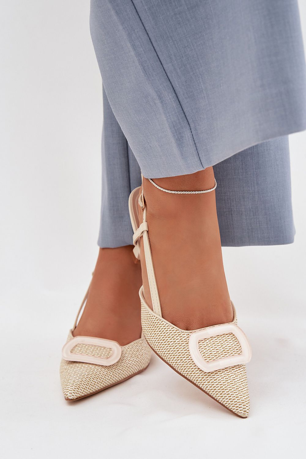 Yellow pointed toe heel sandals statement summer style-beige-3