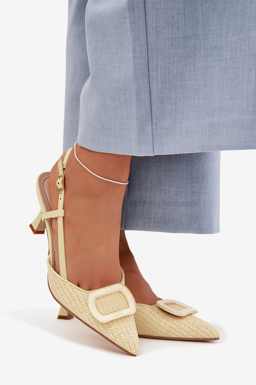 Yellow pointed toe heel sandals statement summer style-3