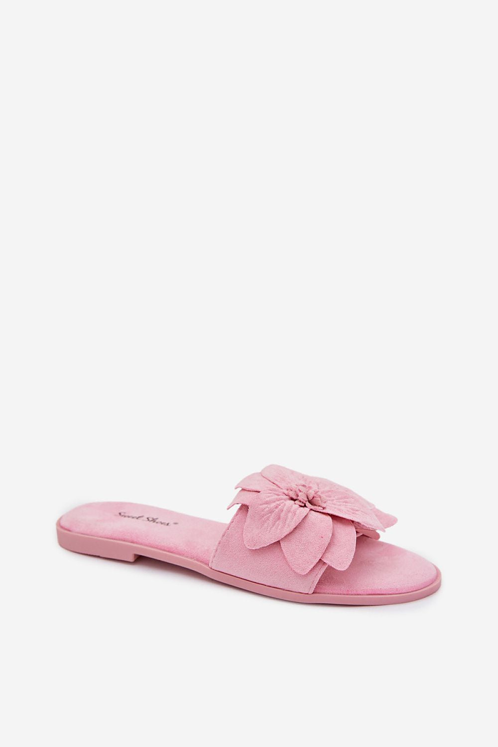 suede sandals floral detail elegant summer style-pink