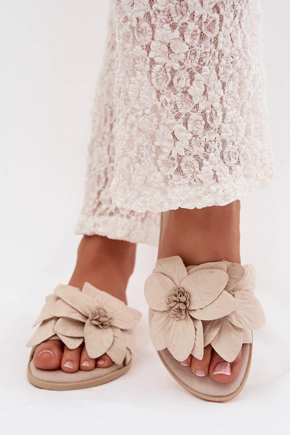  suede sandals floral detail elegant summer style-beige-2