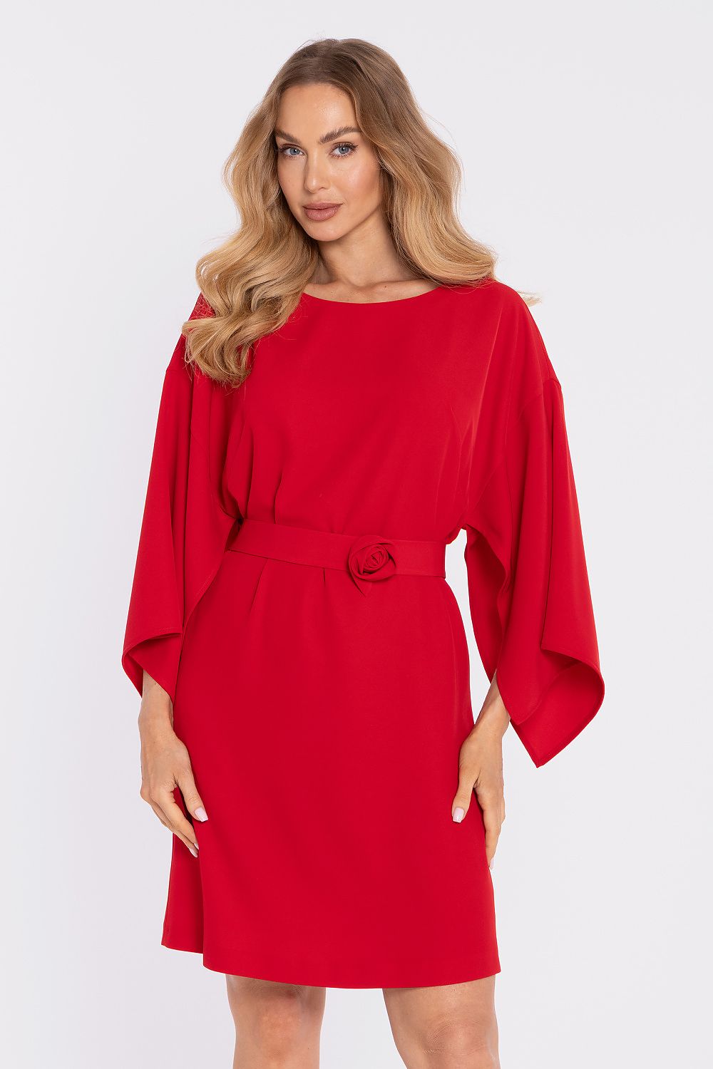 occasion dress flowing sleeves-red