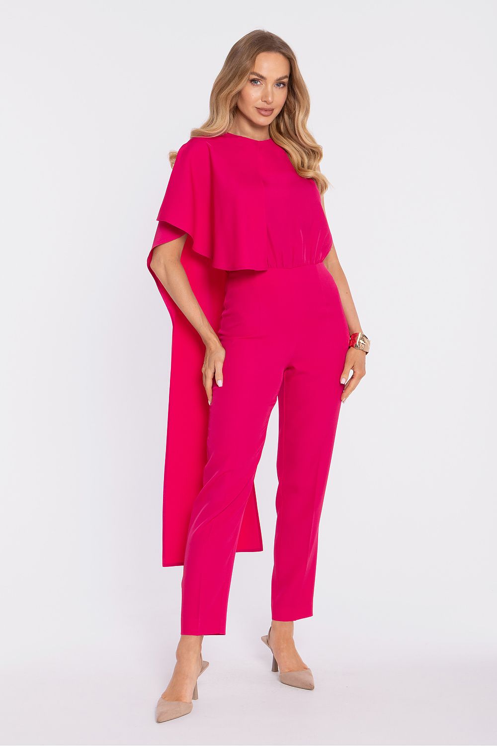  Red cape jumpsuit statement occasion wear