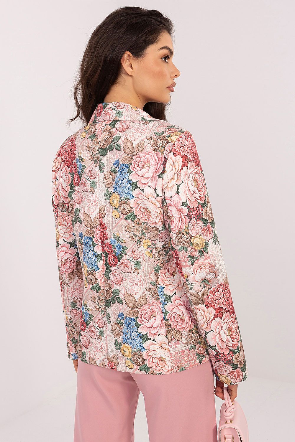  Pink floral blazer soft feminine style