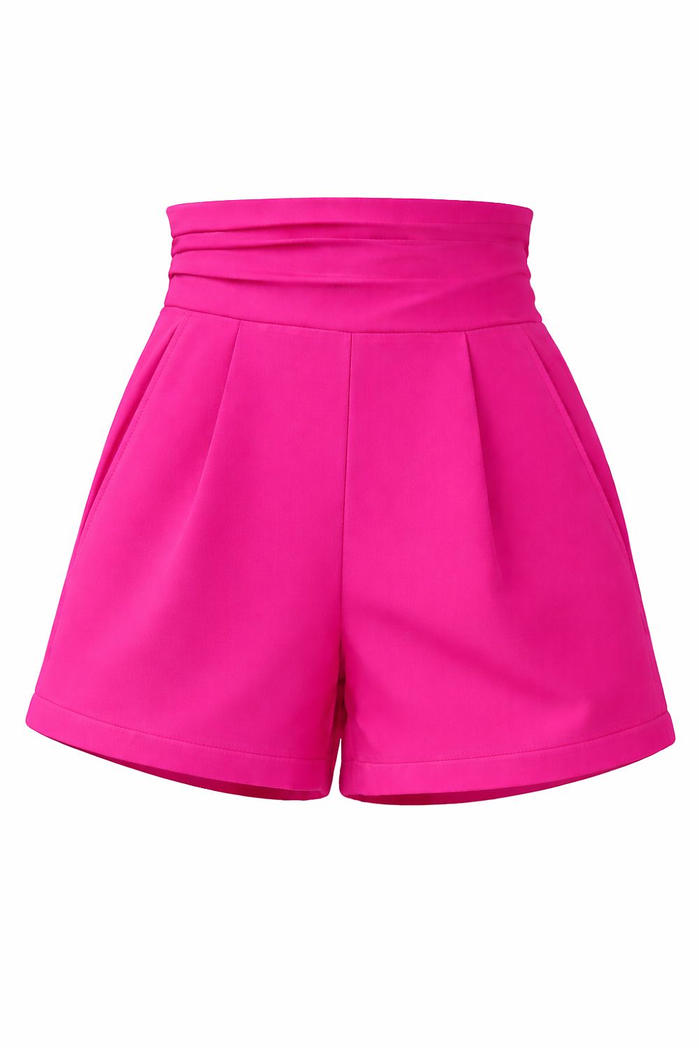 Bright pink shorts on a white background