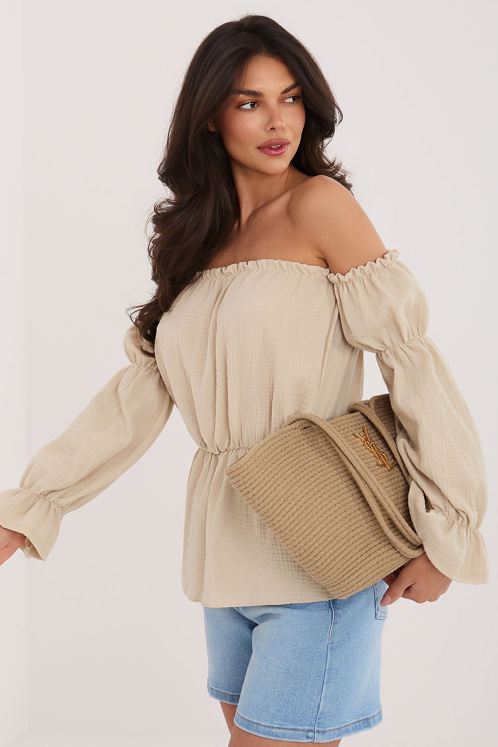 women's blouse elastic waist feminine fit-side-view