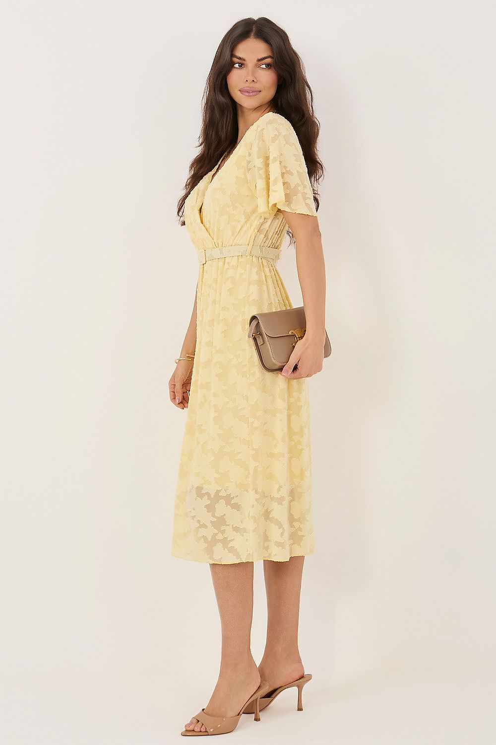 Soléa Textured Wrap Midi Dress – Feminine Flow, Timeless Elegance – Sharon  Roses Emporium