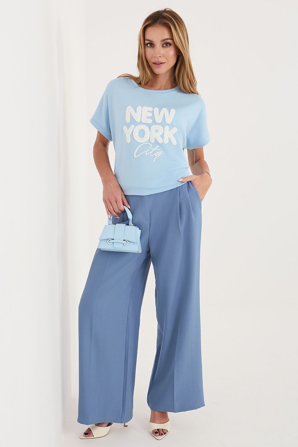 embroidered t-shirt short sleeve casual style-blue-2