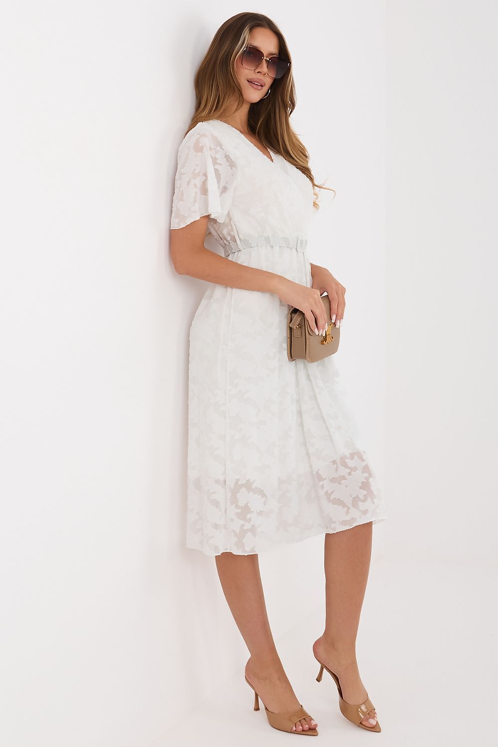 Soléa Textured Wrap Midi Dress – Feminine Flow, Timeless Elegance – Sharon  Roses Emporium