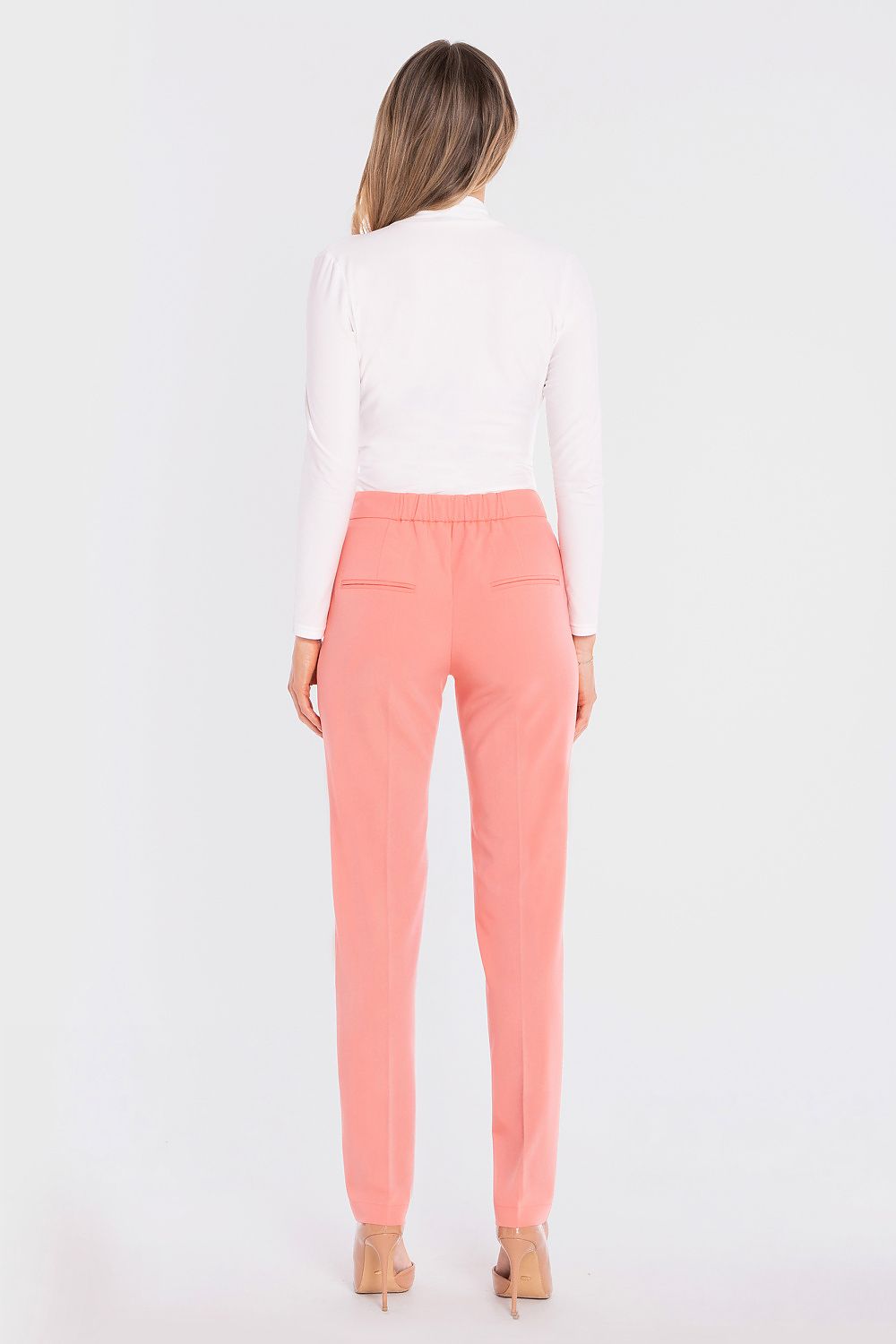 tailored slim trousers high waist elegant fit-pink-rear-view