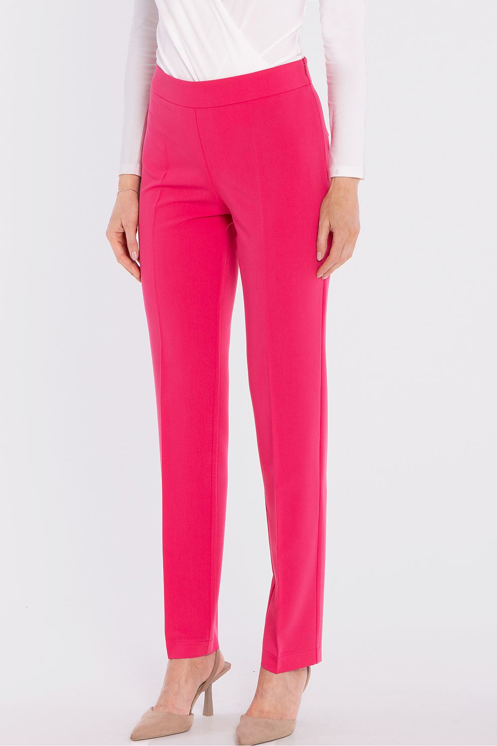 tailored slim trousers high waist elegant fit-rich-pink
