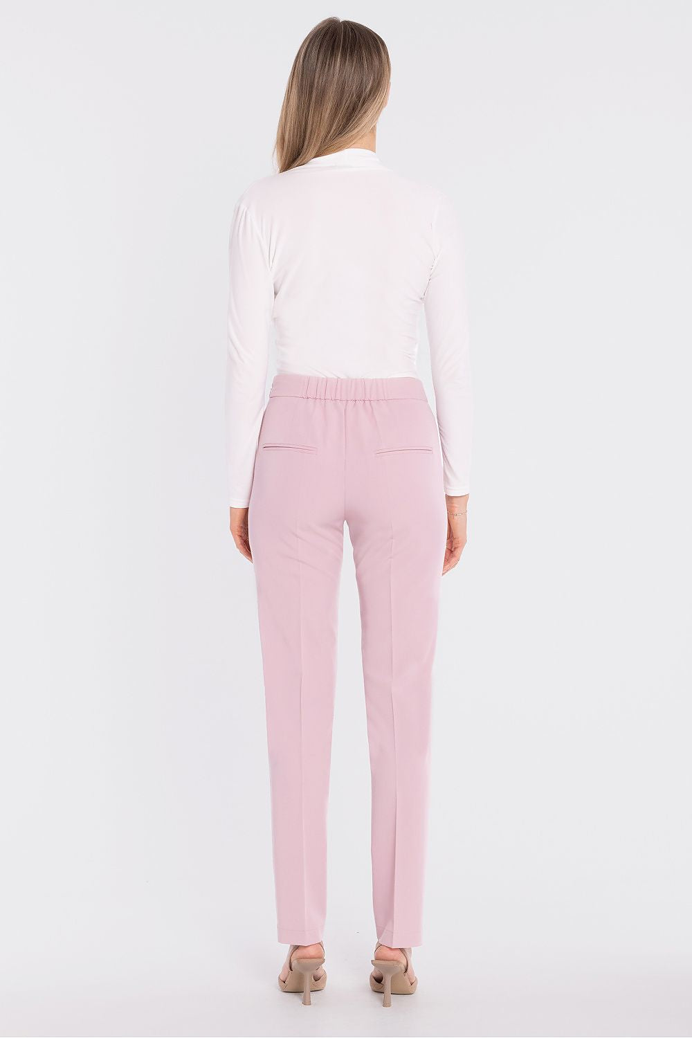 tailored slim trousers high waist elegant fit-violet-rear-view