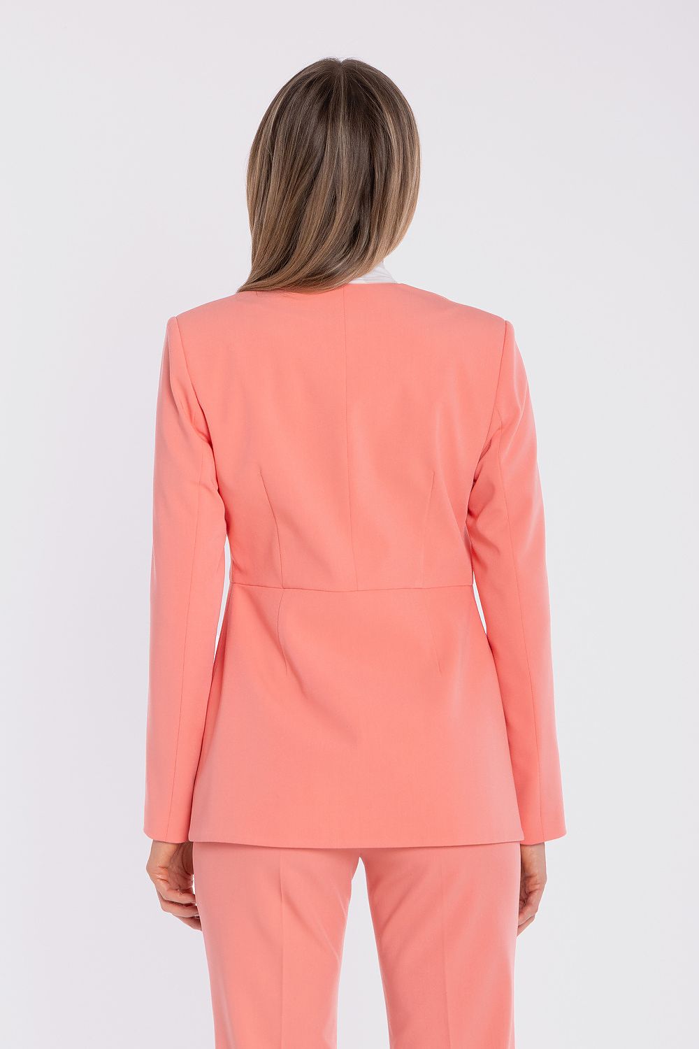 women's blazer tailored silhouette statement style-pink-rear-view