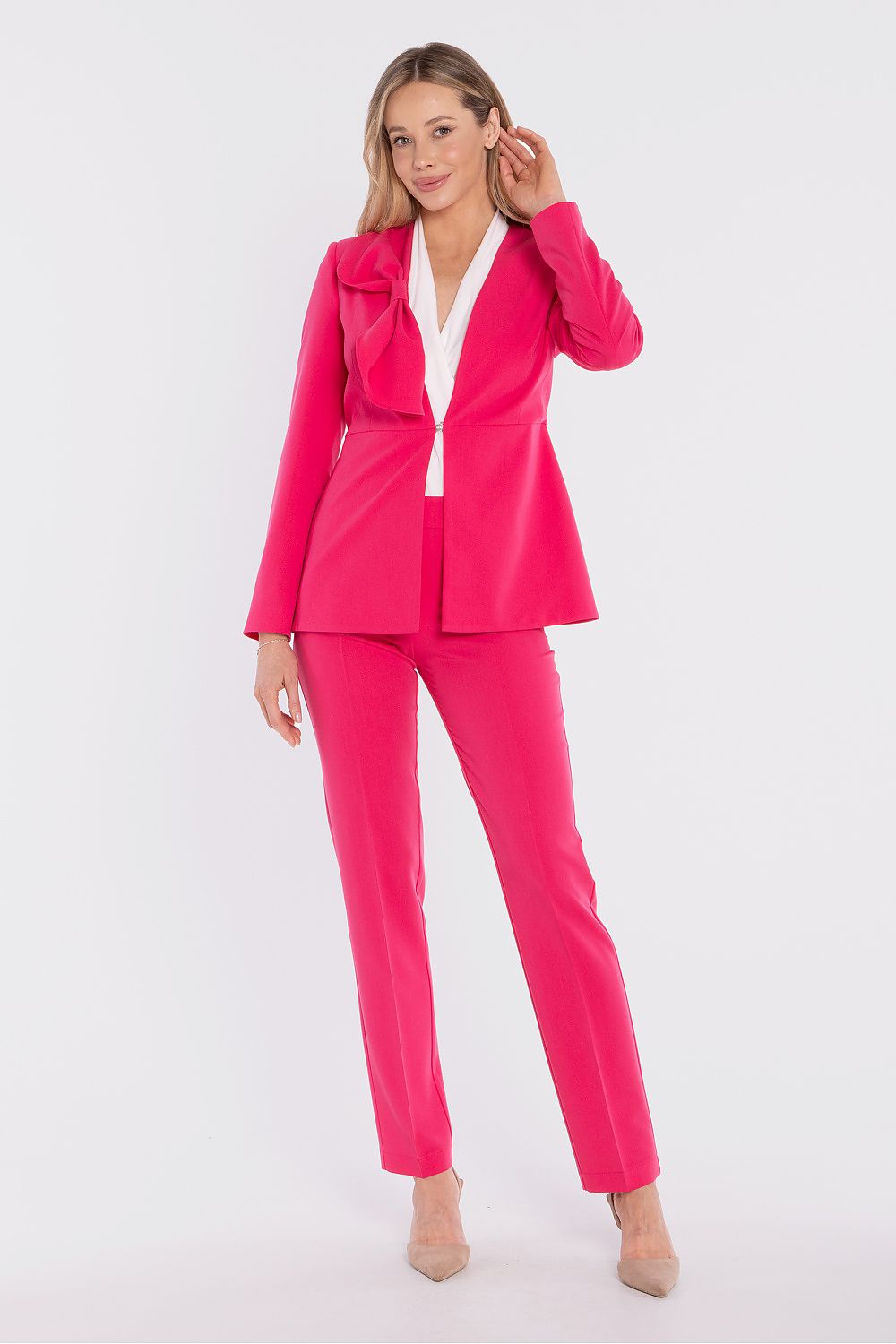 women's blazer tailored silhouette statement style-rich-pink-full-view