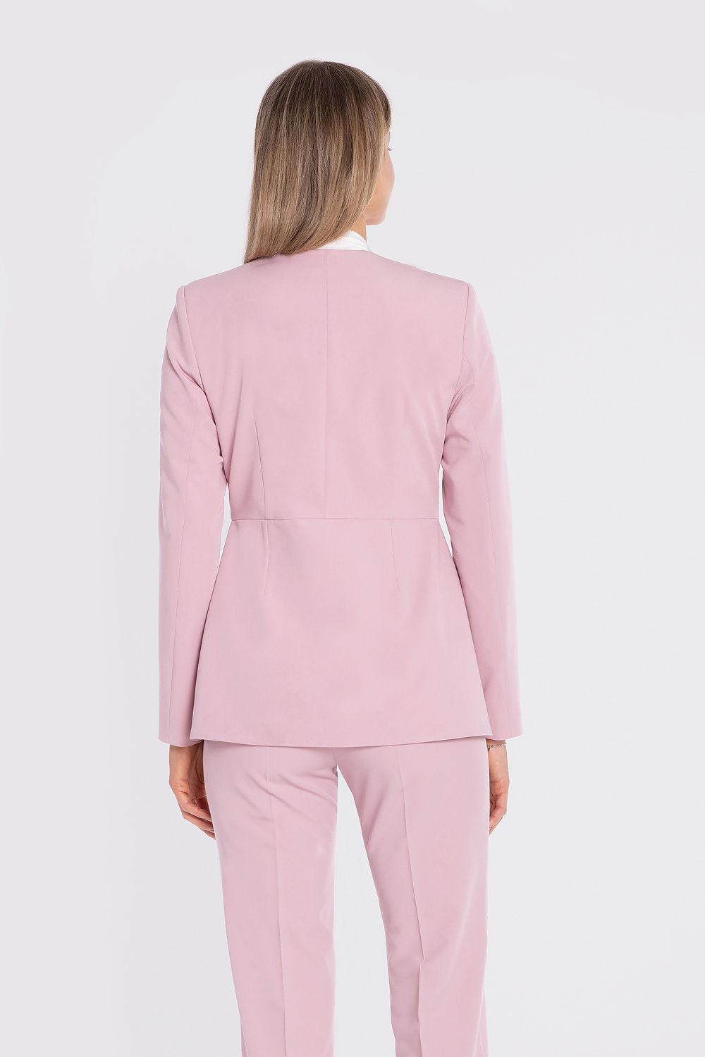 women's blazer tailored silhouette statement style-light-pink-rear-view