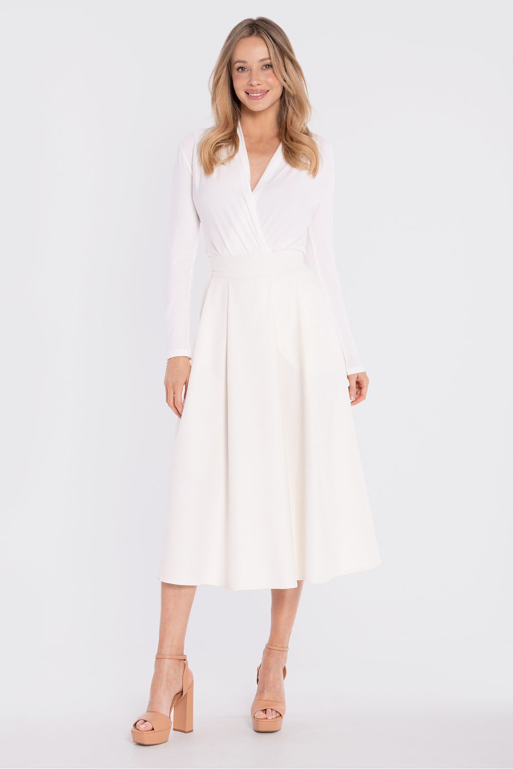 midi flared skirt high waist elegant silhouette-full-view