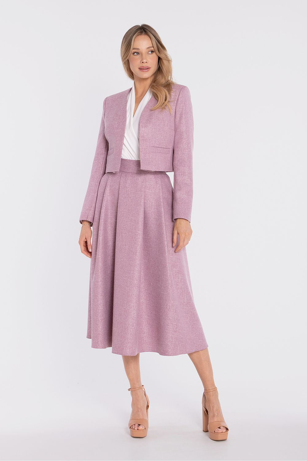 women's blazer collarless modern silhouette-pink-2