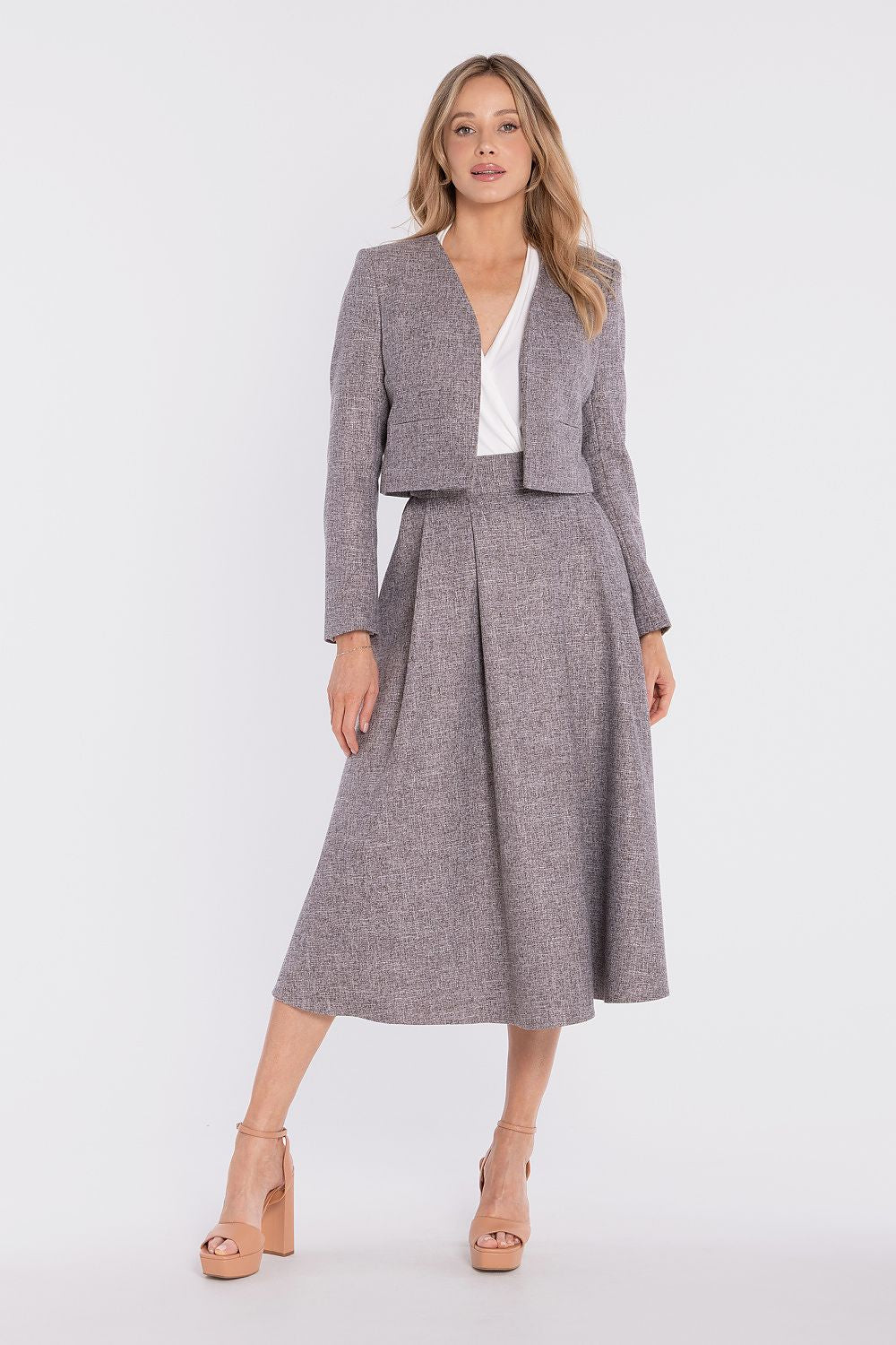 women's blazer collarless modern silhouette-2
