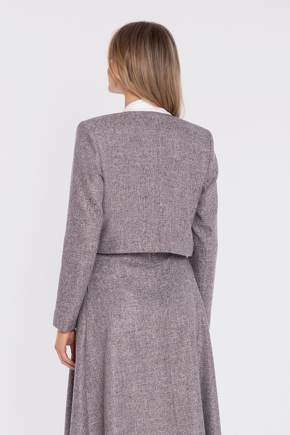 women's blazer collarless modern silhouette-rear-view