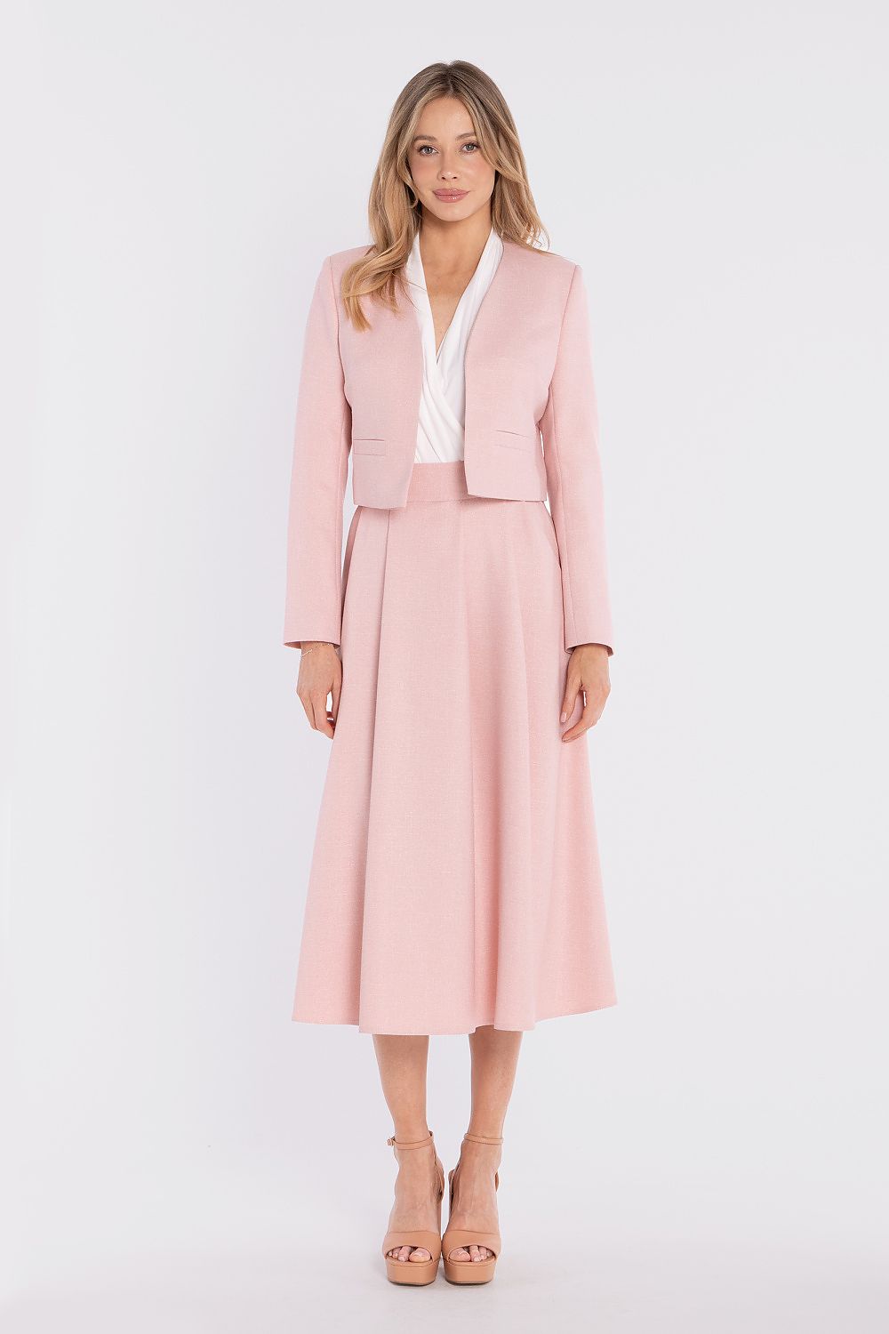 women's blazer collarless modern silhouette-pink-3