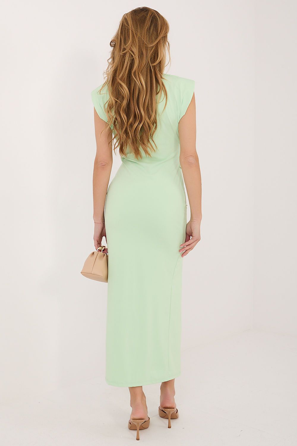  pencil midi dress metallic waist detail elegant silhouette