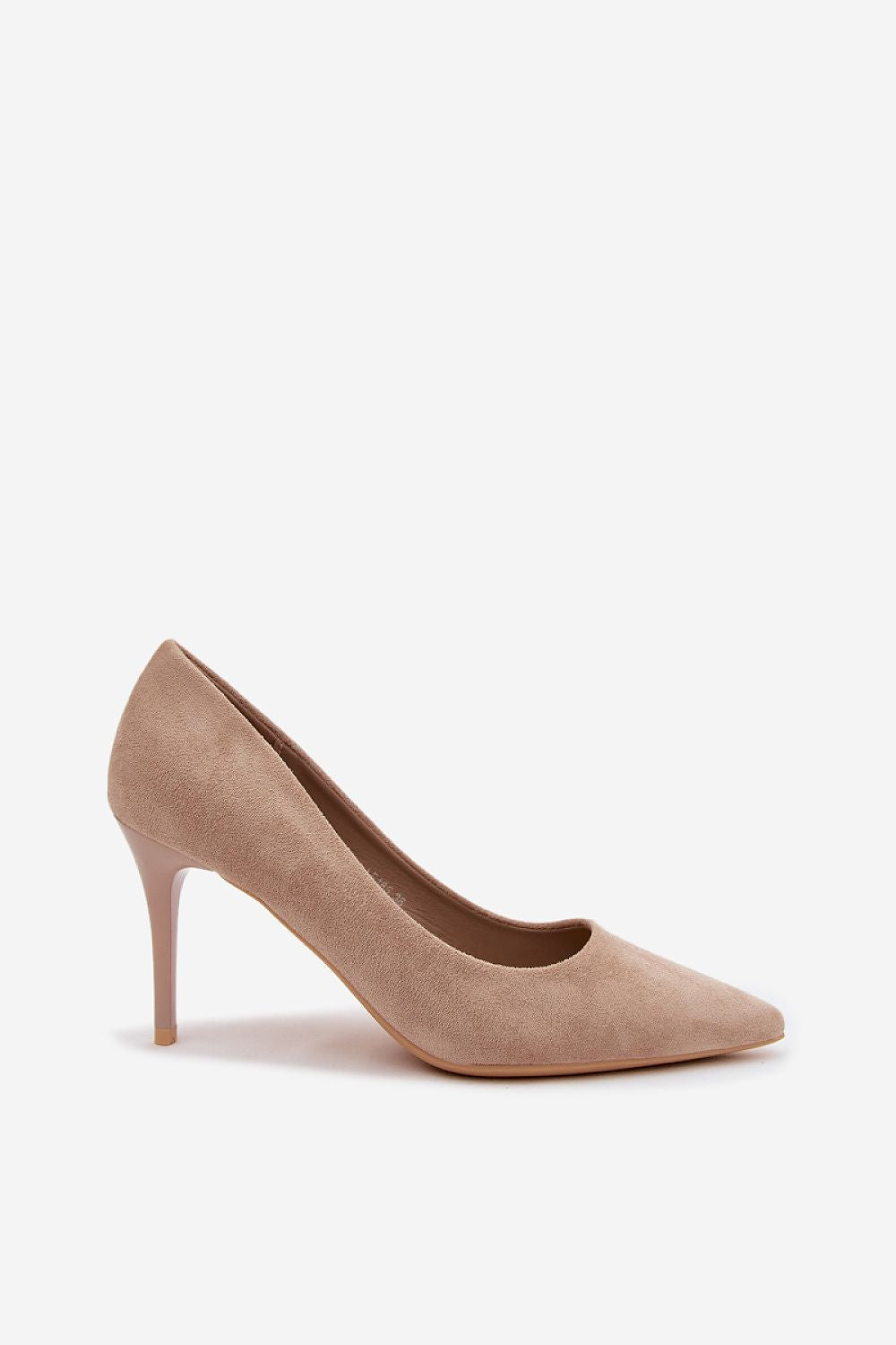 Black high-heeled shoe on a white background