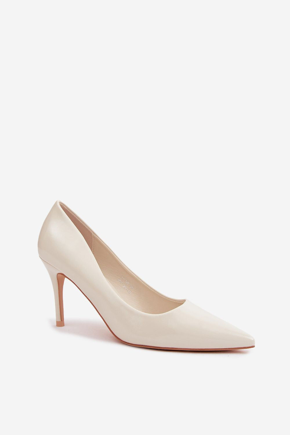 White high-heeled shoe on a white background