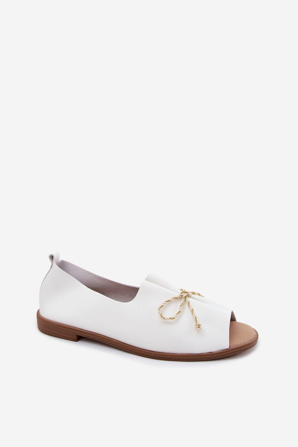  White women's sandals with bow detail and closed heel design-2