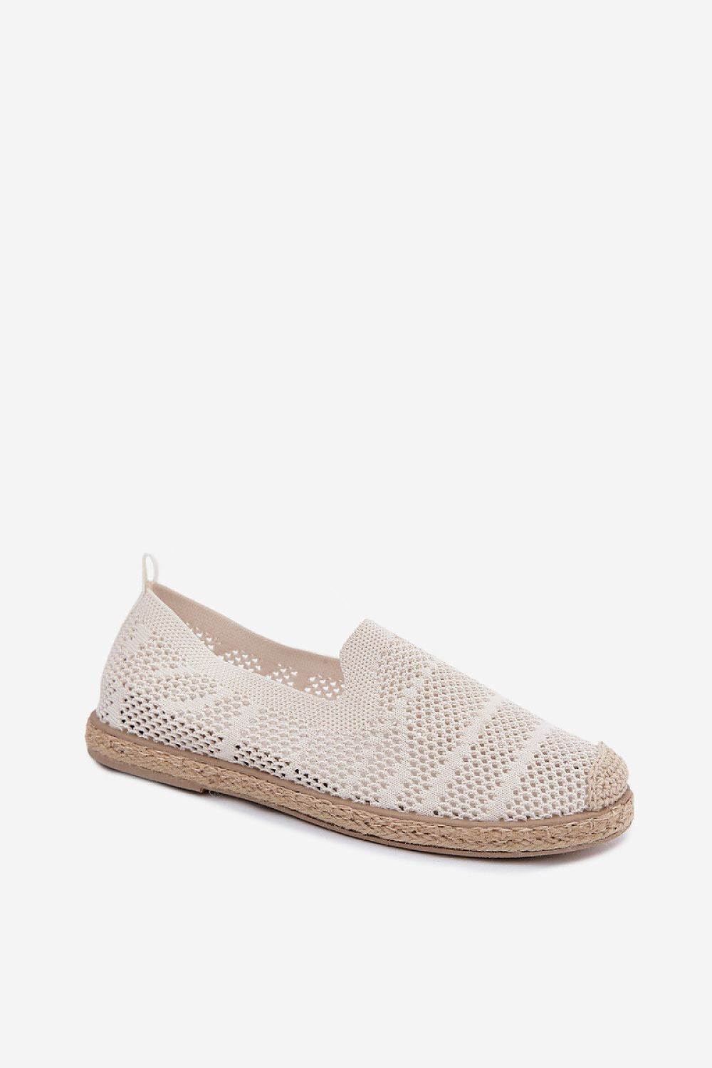 White woven slip-on shoe on a white background
