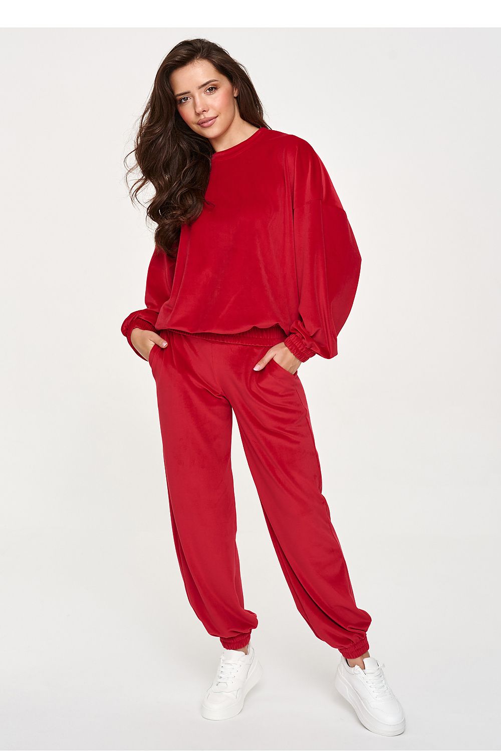 velour lounge set styled for comfortable everyday wear.