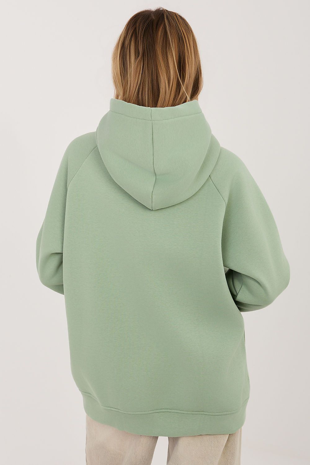  Green women's cotton blend insulated hoodie with long sleeves and hood