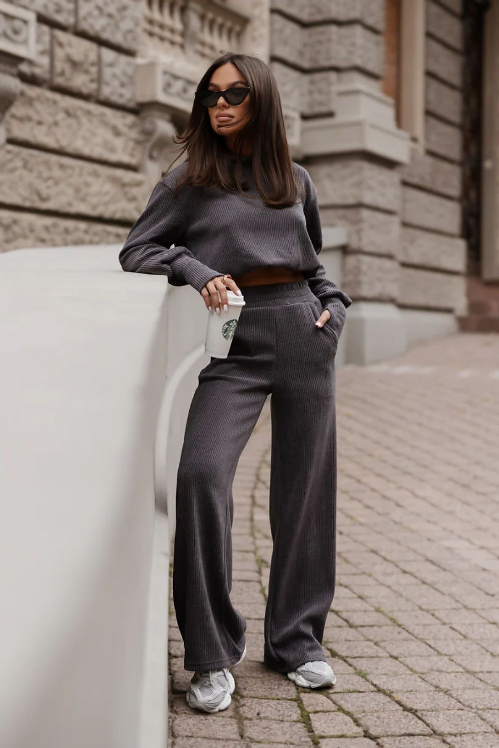 Elsinora Luxe Grey Women's Blouse and Trousers Co-Ord Set