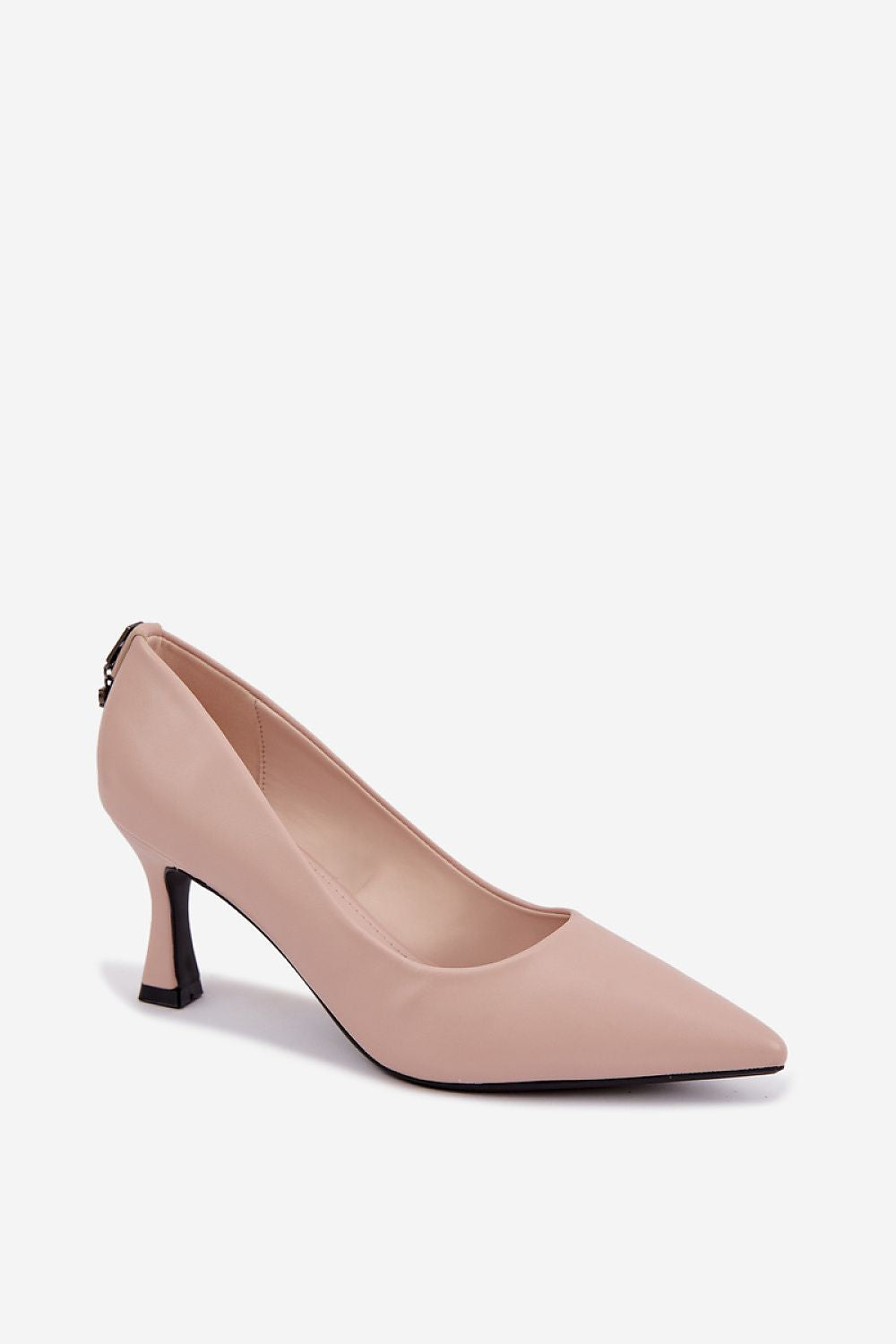 A single light pink pointed-toe pump with a kitten heel, shown from a side profile on a clean white background.