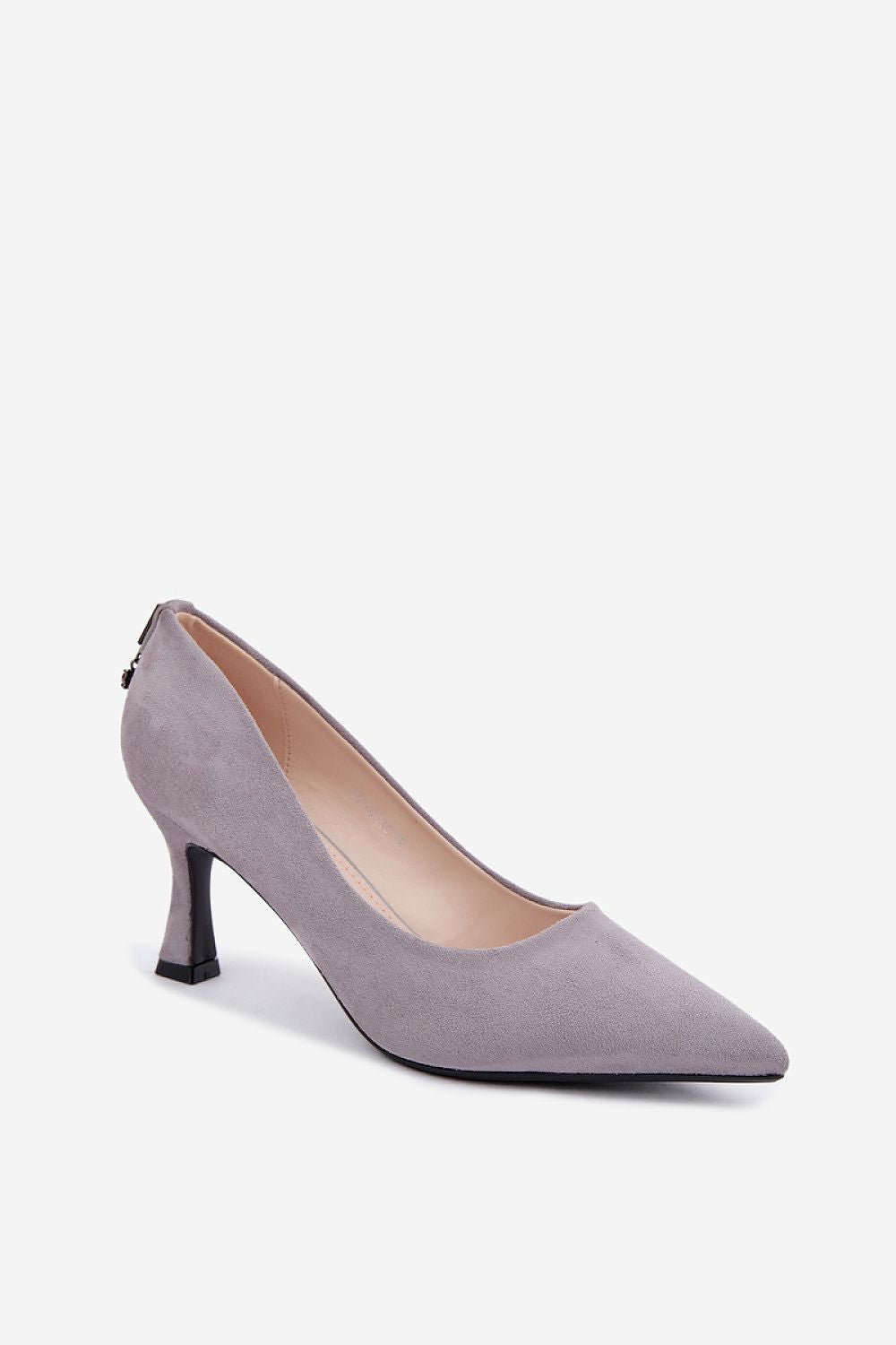  Women's grey elegant court shoes with natural leather insole