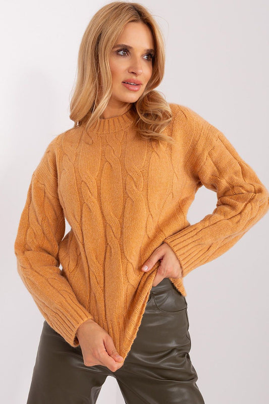  Women's textured braided jumper in a soft acrylic blend with long sleeves