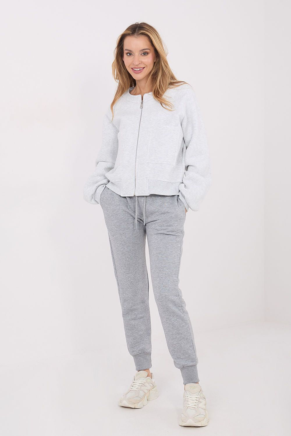  Darcy grey women's insulated zip-up sweatshirt with patch pockets