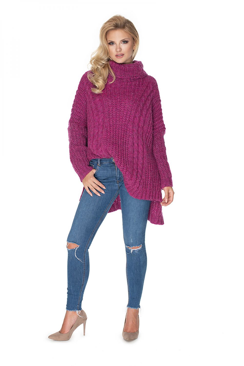  oversized wool blend turtleneck sweater for women.