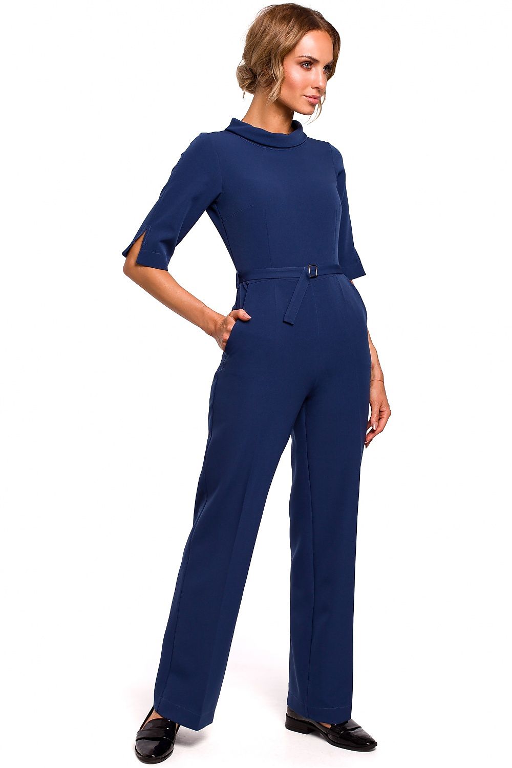  navy straight leg minimalist women’s jumpsuit