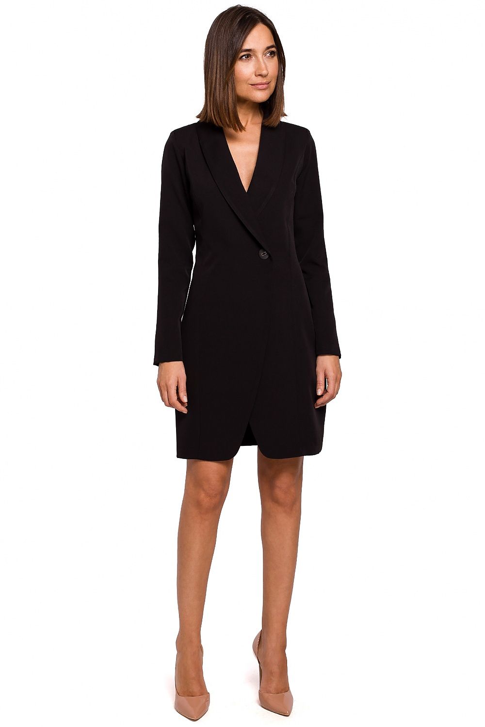  blazer mini dress single button elegant tailoring