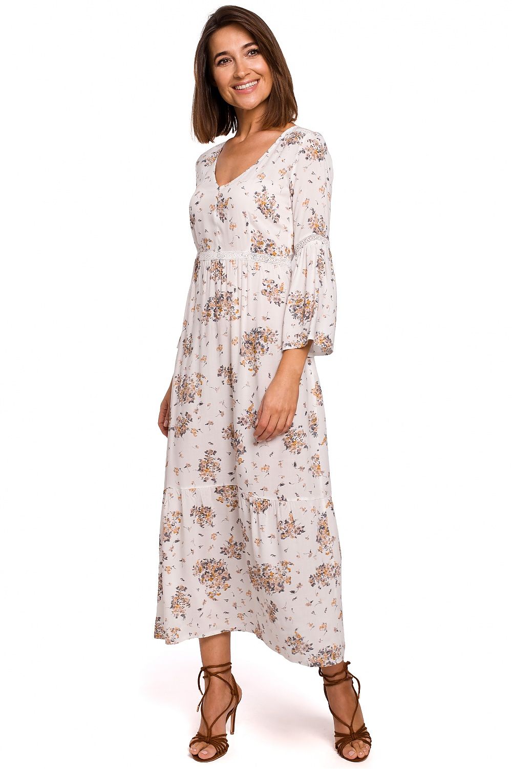  boho maxi dress lace shoulder detail elegant style=2