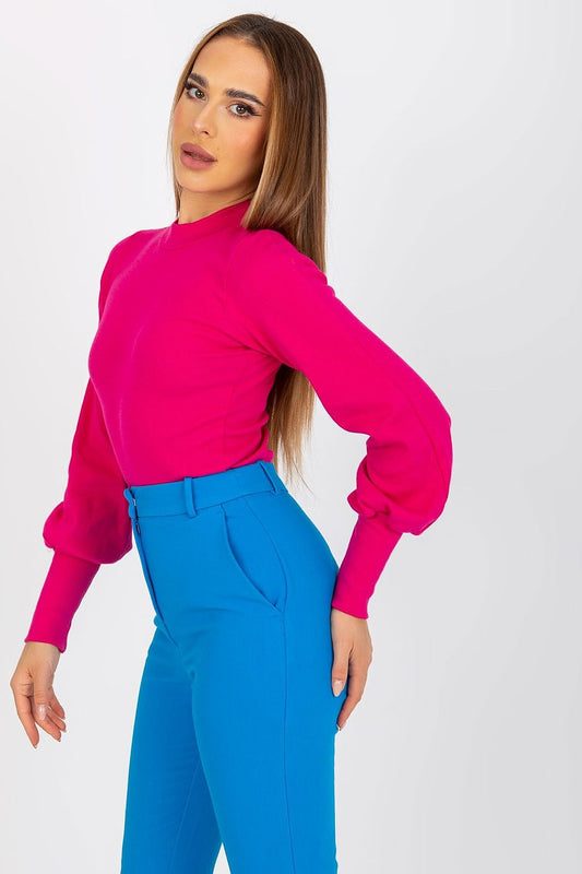 Pink Ribbed Grace Long Sleeve Top – Front View 2