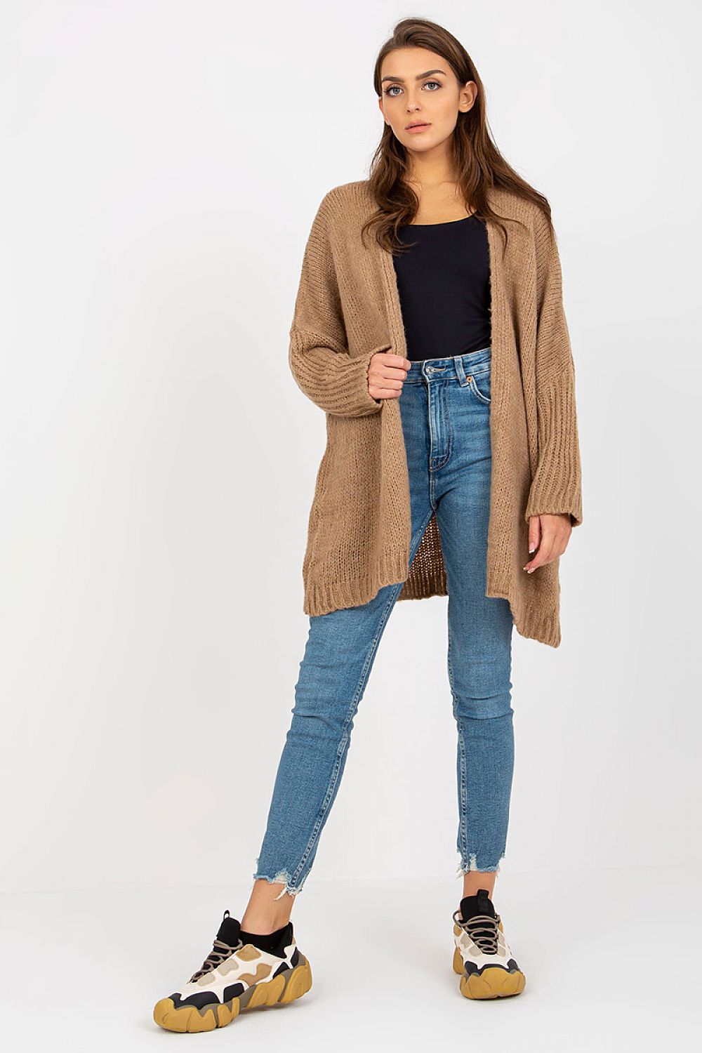  Women’s beige open cardigan with contrasting CIAO lettering-2