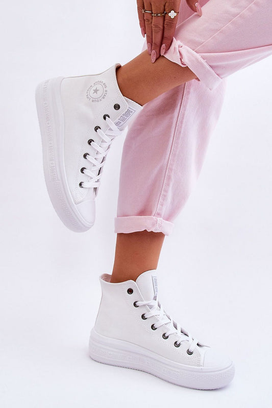 Big Star High-Top Charm Sneakers in White – Front View