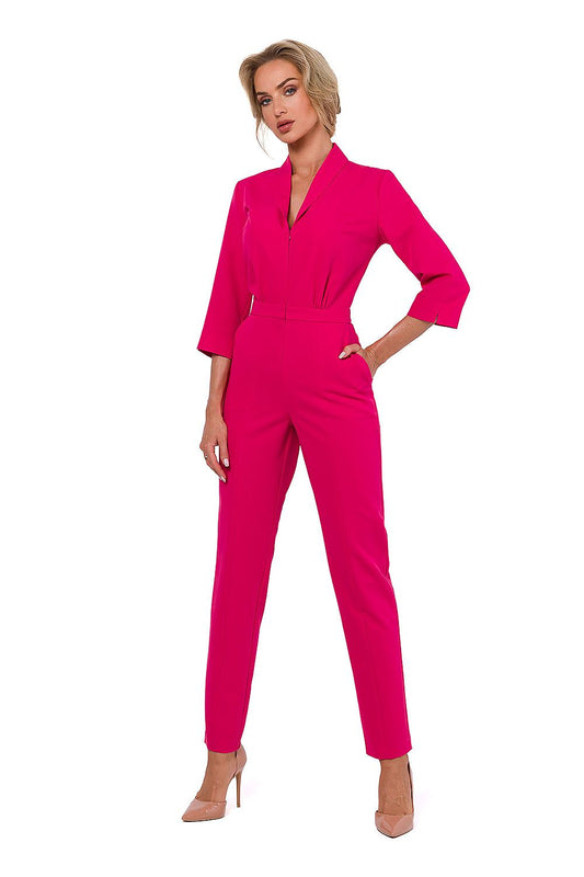  red tailored 3/4 sleeve women’s jumpsuit
